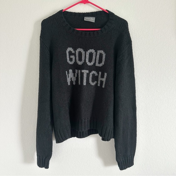 Wooden Ships Good Witch Knit Crew Sweater Top Halloween Black Sz L/XL - Picture 2 of 5